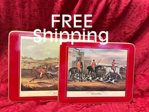 SALE* SET of 6 ~ Fox Hunt Hunting Cork Back Shayer's English Fox Hunting (2 Sz) - Picture 1 of 16