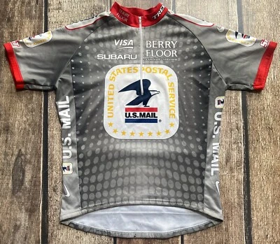 NIKE DRI-FIT US POSTAL SERVICE SUBARU RARE CYCLING JERSEY GRAY MENS LARGE EUC - Image 1 of 4