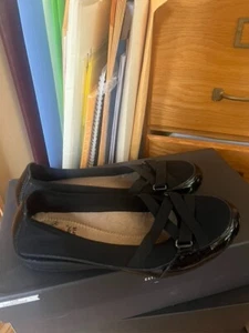 Earth Spirit Casual Shoes Women’s Gelron Black Leather Slip On Peni 10 - Picture 1 of 4