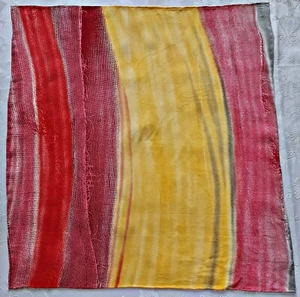 SCARF DENMARK VINTAGE AUTHENTIC CHARLOTTE SPARRE STRIPED ART SILK22"SMALL SQUARE - Picture 1 of 5