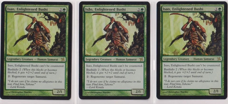 MTG Isao, Enlightened Bushi Betrayers of Kamigawa Rare Foil x3 - Image 1 of 1