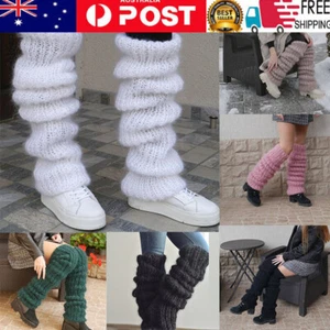 Women Winter Leg Warmers Knitted Ballet Yoga Dance Warm Knee Long Casual Socks - Picture 1 of 20