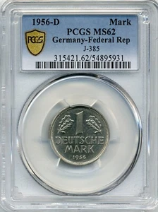 1956-D Deutsche Mark Federal Republic of Germany - PCGS MS 62, Scarce Issue - Picture 1 of 3