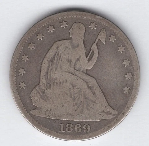 1869-P Seated Liberty HALF DOLLAR  Nice Coin Better Date Tough Find  G /G+ Cover
