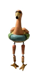 Ceramic floating flamingo Figurine with hanging legs - Picture 1 of 4