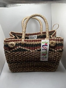 Color Trend Straw Woven Handbag Purse Boho - Picture 1 of 7