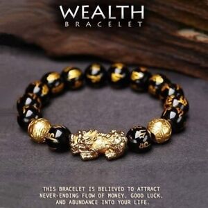 ××Luck Bracelets for Men Women Obsidian Bead Chinese Lucky Charm Bracelet Pixiu