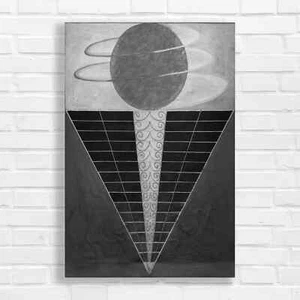 Abstract Geometric Cosmic Circle Black White Canvas Print Large Picture Wall Art - Picture 1 of 5