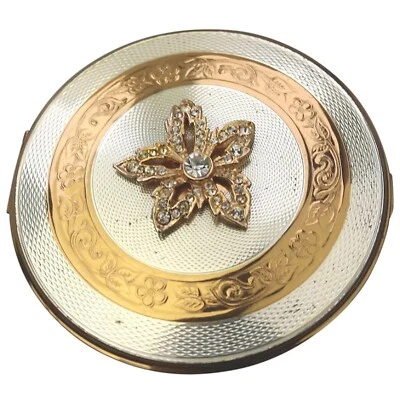 A very fine mid-century AS Brown Mascot diamante Compact unused & label C.1950's - Image 1 of 4