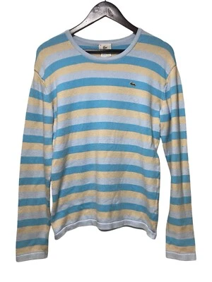 Lacoste Women’s Striped Knit Sweater Size 44 Blue Tan - Image 1 of 4
