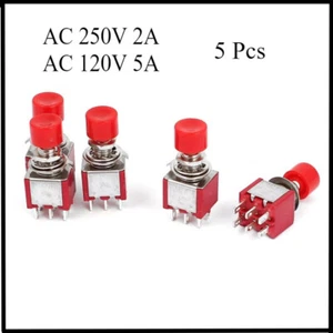 6pins Mini Momentary Push Button Switch DPDT NO NC AC 250V 2A/120V 5A-5 Pcs - Picture 1 of 4