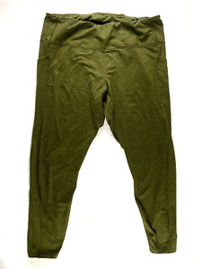 Old Navy Women's Leggings Cozecore Warm Fleece-Lined Pants Pockets Size 2X Green