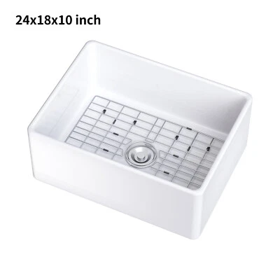 24''30" 33" Kitchen Sink Rectangular White Ceramic Apron Farmhouse Sinks W/ Grid - Image 1 of 4