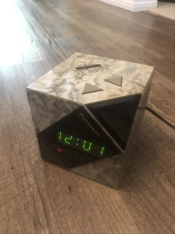 Panasonic Digital Alarm Clock AM FM Radio Marbled Space Cube Rc-60 Vtg Retro Cover