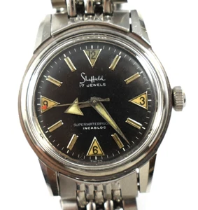 Vintage Swiss Made Sheffield Super Waterproof Diver Mechanic 17J Watch Runs lot. - Picture 1 of 7