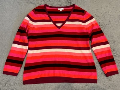 New York & Company Sweater Womens XL Multicolor V Neck Long Sleeve Pullover - Image 1 of 4