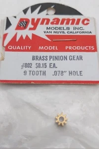 Acme 802 Dynamic Models Brass Pinion Gear 9 Tooth .078" Hole - Picture 1 of 1