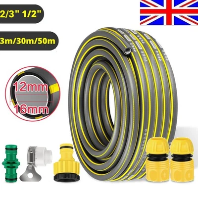 30M 50M Garden Hose Pipe Reinforced Braided PVC Gardening Watering Hosepipe Reel - Image 1 of 4