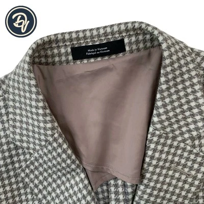Mens 44 R Nordstom X Marzotto " Trim Fit " Natural Beige Check Summer Knit - Image 1 of 4