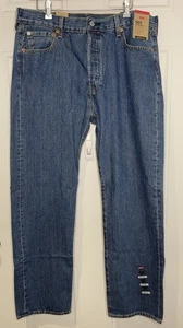 Levis Men's 36x32 501 Original Fit Jeans Straight Leg Button Fly Cotton Med Wash - Picture 1 of 15