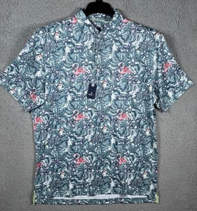 Johnnie O Polo Shirt Mens Large All Over Print Floral Hawaiian Stretch UPF50 NWT - Picture 1 of 9