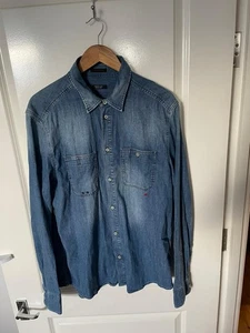 Replay Barcelona Fc Mens Denim Shirt Size XL Great Condition 100% Cotton Rare - Picture 1 of 6