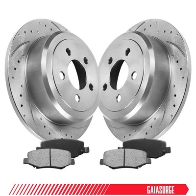 Rear Drilled Disc Brake Rotors and Pads for  Ford F-150 4.2L 4.6L 1999-2003 Foto 1 de 4