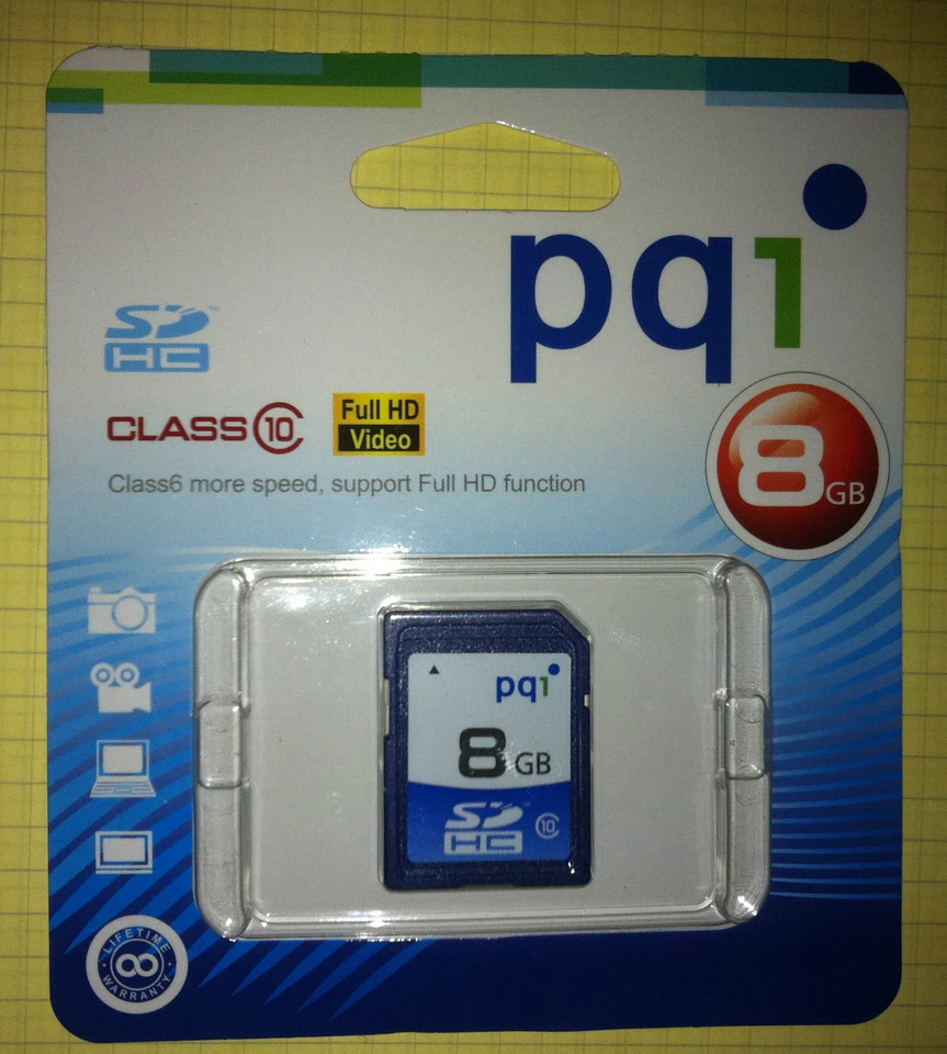 4x PQI 8GB SDHC Class 10 Memory Card, P/N: 6AEH-008GVR58A 59 - NEW/Retail! - Image 1 of 1