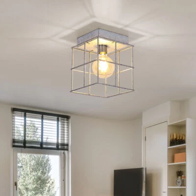 Plafoniera Lampada da Soggiorno Lampada Spot 1 Fiamma Griglia Zinkfarben - Immagine 1 di 4