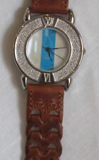 GENUINE MOTHER OF PEARL WITH GENUINE TURQUOISE STONE FACE SEMIPRECIOUS WATCH 