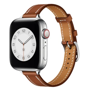 Ultra-narrow Genuine Leather Strap For Apple Watch 6 SE 38/44MM iWatch 7 41/45mm - Zdjęcie 1 z 21