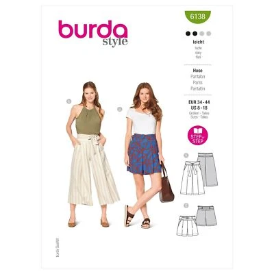 BURDA 6138 MISSES PANTS Sewing Pattern Sizes 8 - 18 Skill: EASY - Image 1 of 4