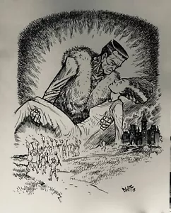 Frankenstein & Bride Original one of a kind Art, Pen & Ink Signed by David Witt - Picture 1 of 1