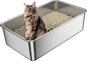 Anycoo Extra Large Stainless Steel Litter Box for Big Cat, 60 L X 40 W X 15 H wi - Picture 1 of 7
