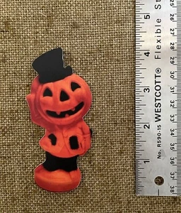 U Choose Vintage Inspired Pumpkin Man Tips Hat Halloween Cardstock Decoration - Picture 1 of 5