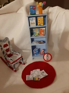 Miniature Furniture lot Dr. Seuss Cat Hat Green eggs Lorax Rocking chair Shelf - Picture 1 of 12