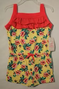 NEW Toddler Girls Romper Size 2T Sleeveless Shorts Outfit Jumpsuit Yellow Floral - Picture 1 of 2