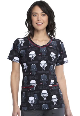 Star Wars Cherokee Scrubs Tooniforms Disney V Neck Top TF634 SRAE - Image 1 of 4