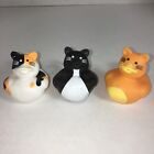 Cat Rubber Duck 2" Orange, Black White Tuxedo, Calico Squirter Bath Toy Lot Of 3