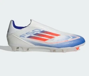Botas de fútbol Adidas F50 League sin cordones FG blancas/azules talla UK 10,5 nuevas - Imagen 1 de 6