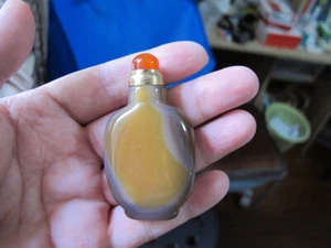 CH1157 Chinese unmatched natural agate Handmade practical Snuff bottle - Picture 1 of 12