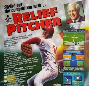Relief Pitcher Arcade Flyer Original 1992 Retro Baseball Video Game Vintage - Picture 1 of 4