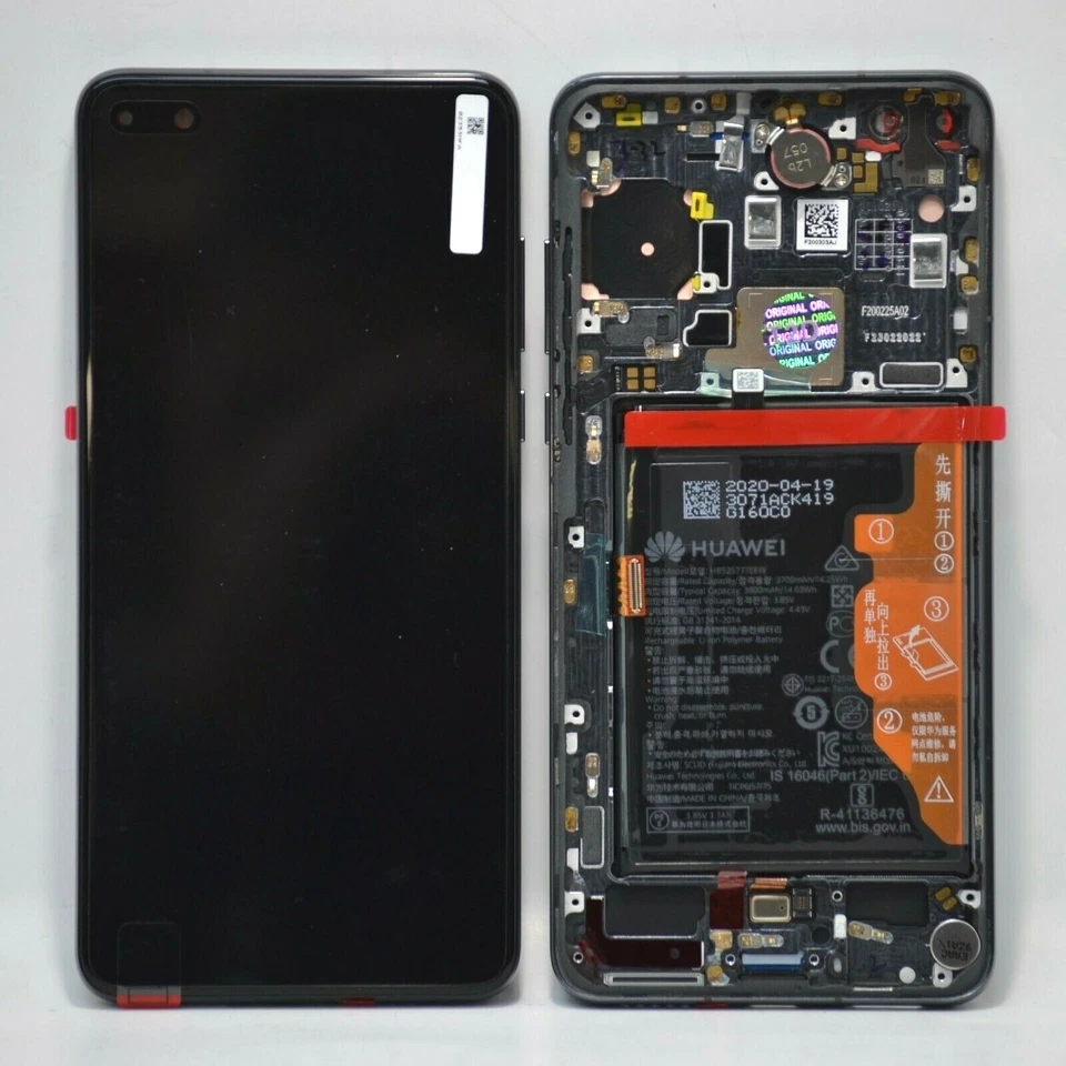 Genuine Huawei P40 (ANA-NX9, LX4) LCD Assembly +Frame +Battery 02353MFA Black - Image 1 of 1