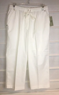 Studio Works White Polyester Cotton Blend Elastic Waist Capri Pants 12 NWTS! - Image 1 of 4