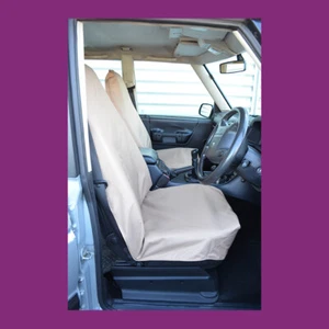 Par de fundas universales de asiento delantero impermeables para furgoneta de automóvil arena beige hechas en el Reino Unido - Imagen 1 de 3