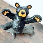 Figurine Bearfoots Bears Hap Dancing on Log Jeff Fleming Big Sky Sculpvers