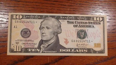 2004A Ten Dollar BOSTON DISTRICT UNCIRCULATED STAR NOTE $10 BILL BUY IT NOW! - Image 1 of 4