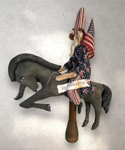VTG Primitive Americana Uncle Sam on horse sculpture July 4th Folk Art OOAK - Picture 1 of 12
