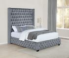 Rocori Tufted ultra tall 84' Wingback Tufted Bed Grey velvet in king #C1306075K