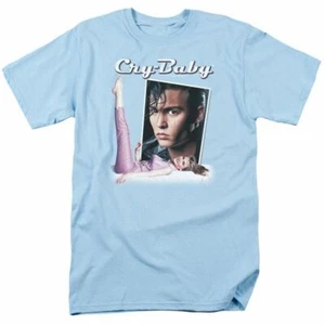 Cry Baby Title T Shirt Mens Licensed 80s Cult Classic Movie Tee Light Blue - Picture 1 of 2